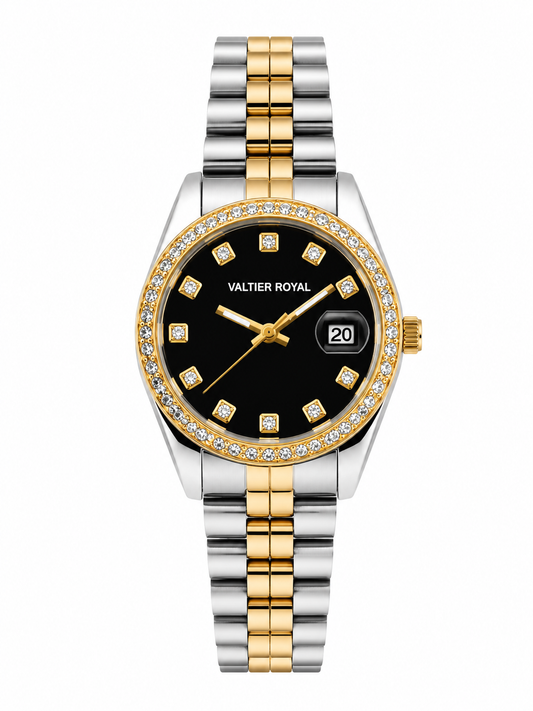 Royal Valtier Noir Gold | Taşlı Kadın Kol Saati