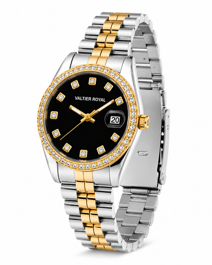 Royal Valtier Noir Gold | Taşlı Kadın Kol Saati